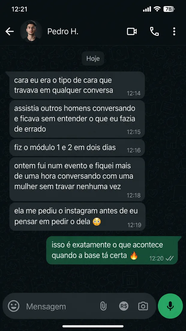 Depoimento de Pedro H. sobre vencer a timidez nas conversas