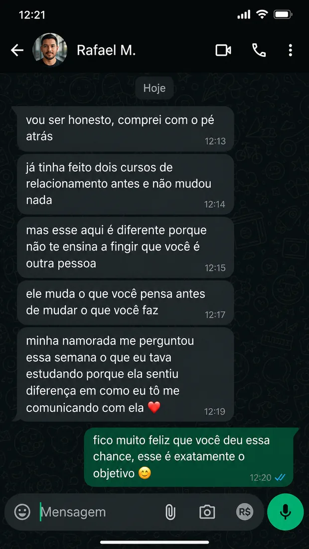 Depoimento de Rafael M. sobre já ter tentado outros cursos