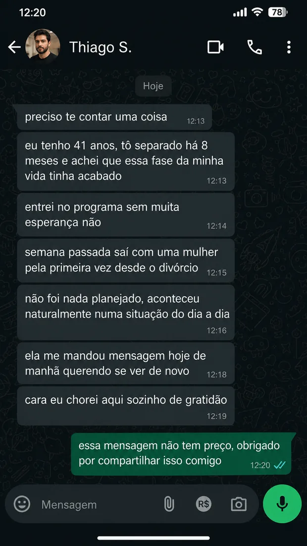 Depoimento de Thiago S. sobre recomeçar após a separação